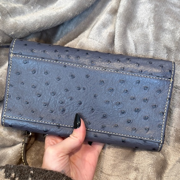 Dooney & Bourke Navy Ostrich Pattern Wallet - Picture 6 of 7